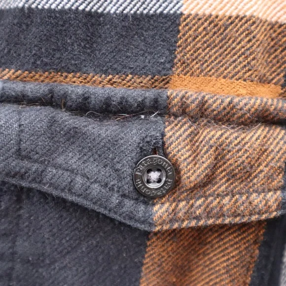 Patagonia Organic Cotton Orange & Black Plaid Flannel Button Up Shirt 8 Women - Picture 4 of 13